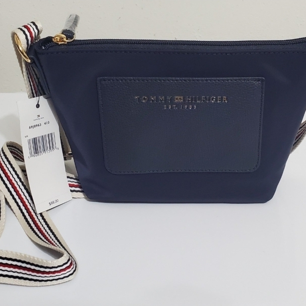 Tommy Hilfiger Navy Crossbody with Striped Strap